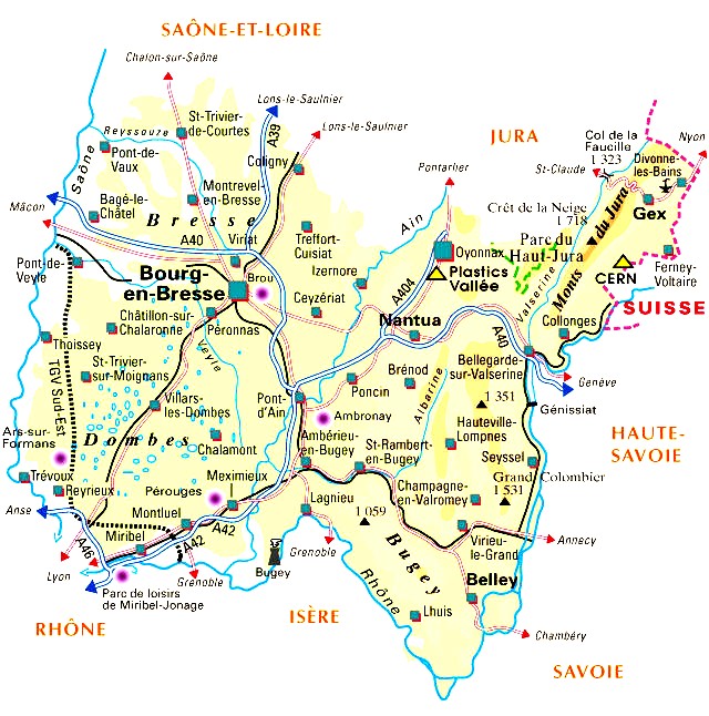 Carte du département Ain