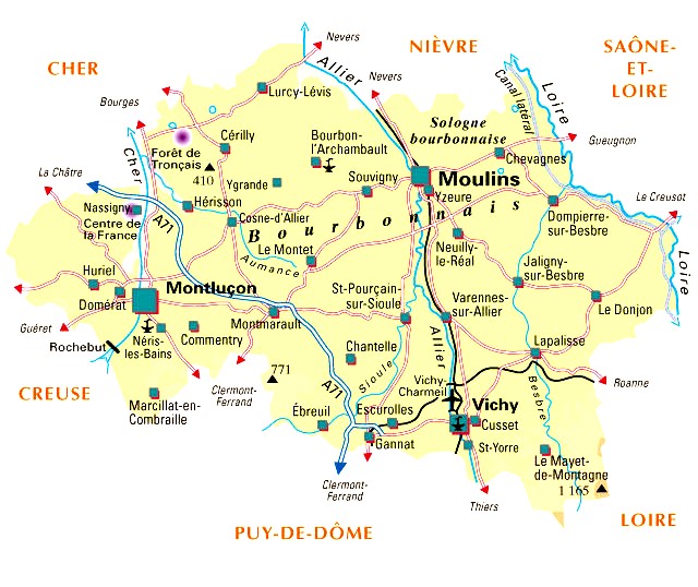 Carte du département Allier