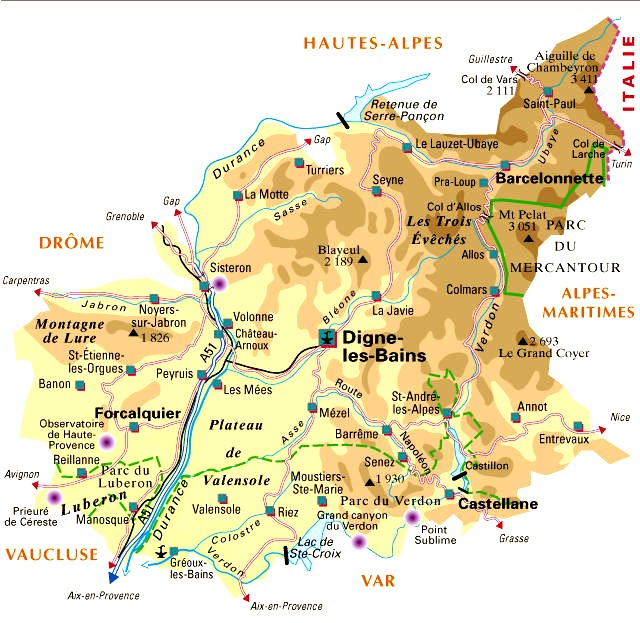 Carte du département Alpes-de-Haute-Provence