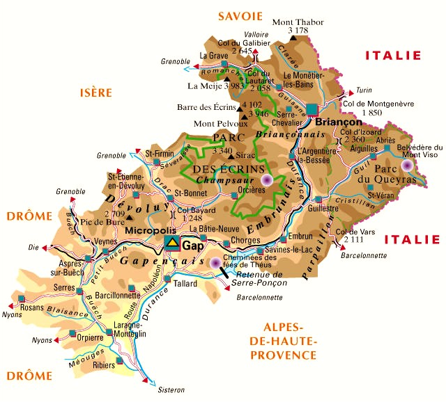 Carte du département Hautes-Alpes