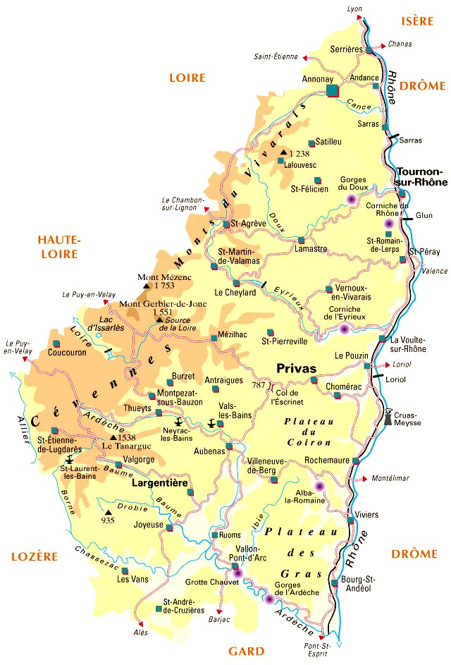 Carte du département Ardèche