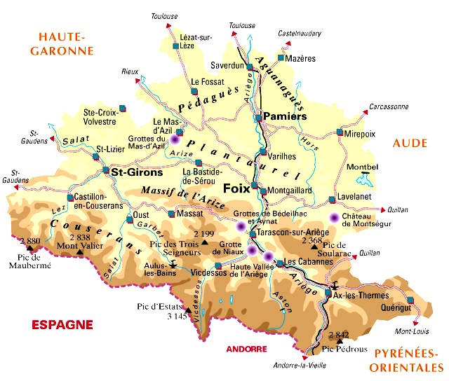Carte du département Ariège