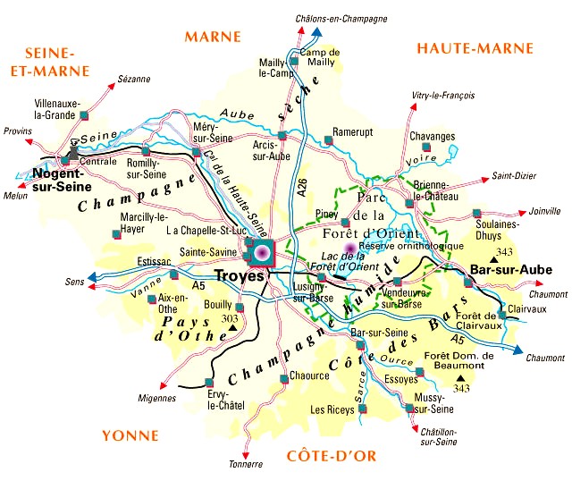 Carte du département Aube
