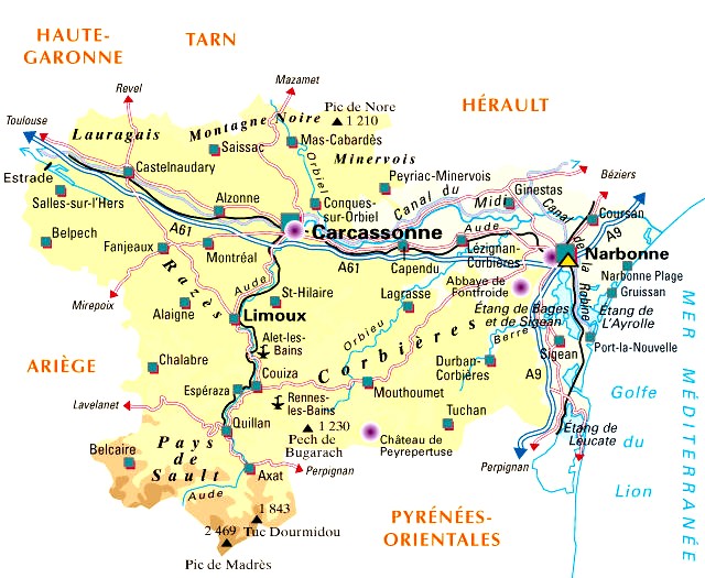 Carte du département Aude