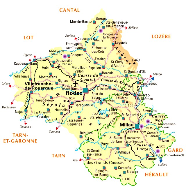 Carte du département Aveyron