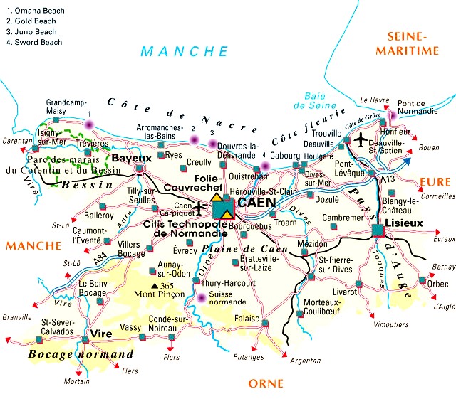 Carte du département Calvados