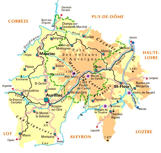 Carte du département Cantal