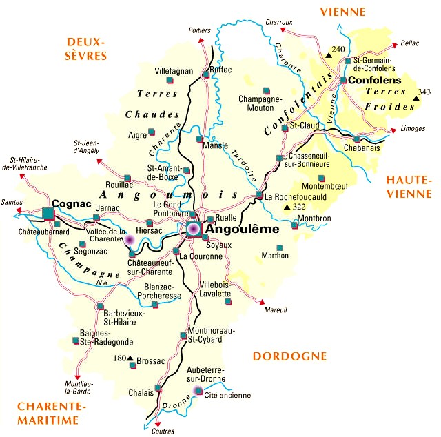 Carte du département Charente