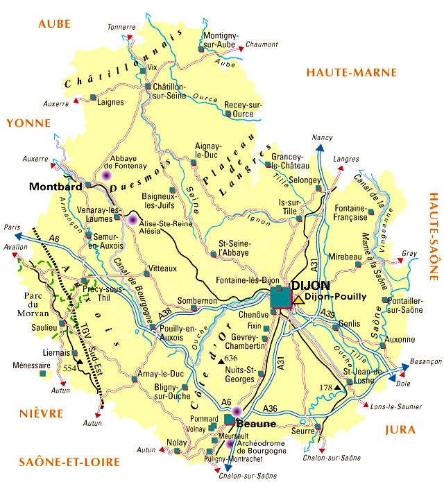 Carte du département Côte-d'Or