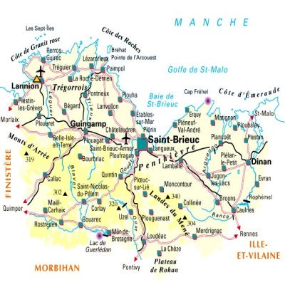 Carte du département Côtes-d'Armor