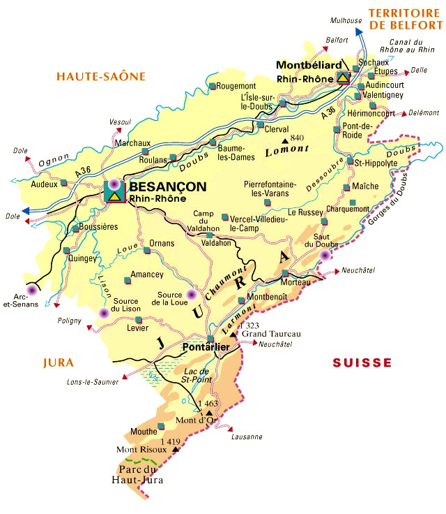 Carte du département Doubs