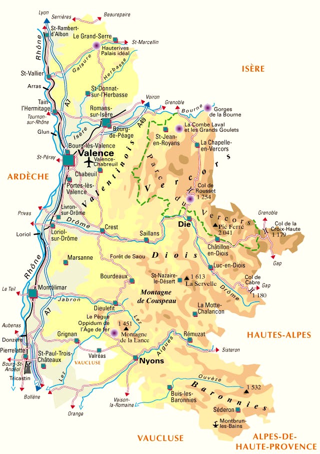 Carte du département Drôme
