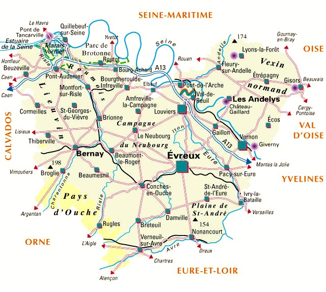 Carte du département Eure
