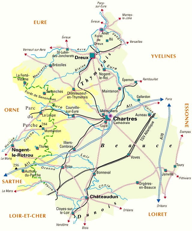 Carte du département Eure-et-Loir