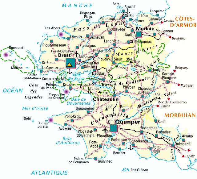 Carte du département Finistère