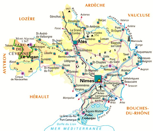 Carte du département Gard