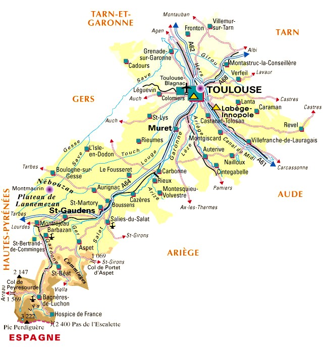 Carte du département Haute-Garonne