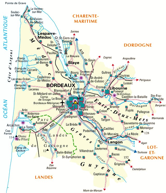 Carte du département Gironde