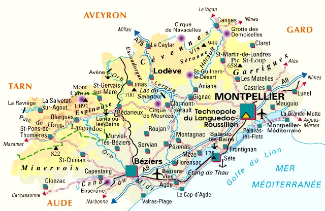 Carte du département Hérault