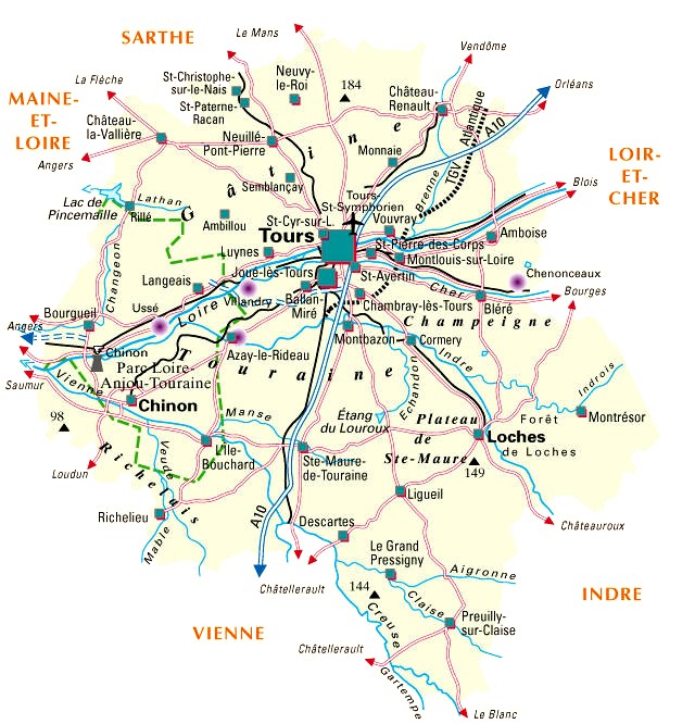 Carte du département Indre-et-Loire