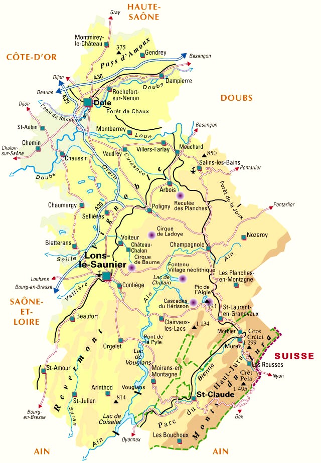 Carte du département Jura