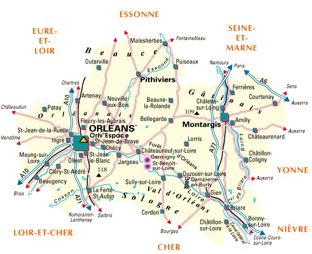 Carte du département Loiret