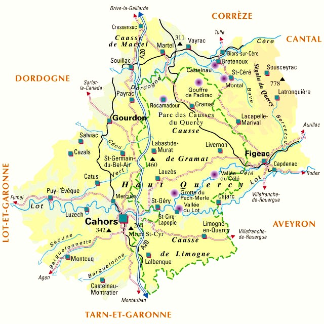 Carte du département Lot