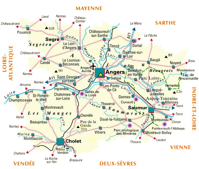 Carte du département Maine-et-Loire