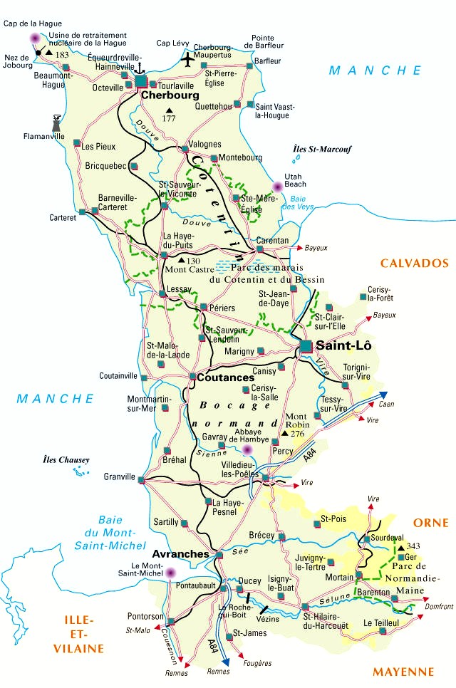 Carte du département Manche