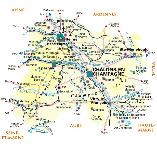 Carte du département Marne