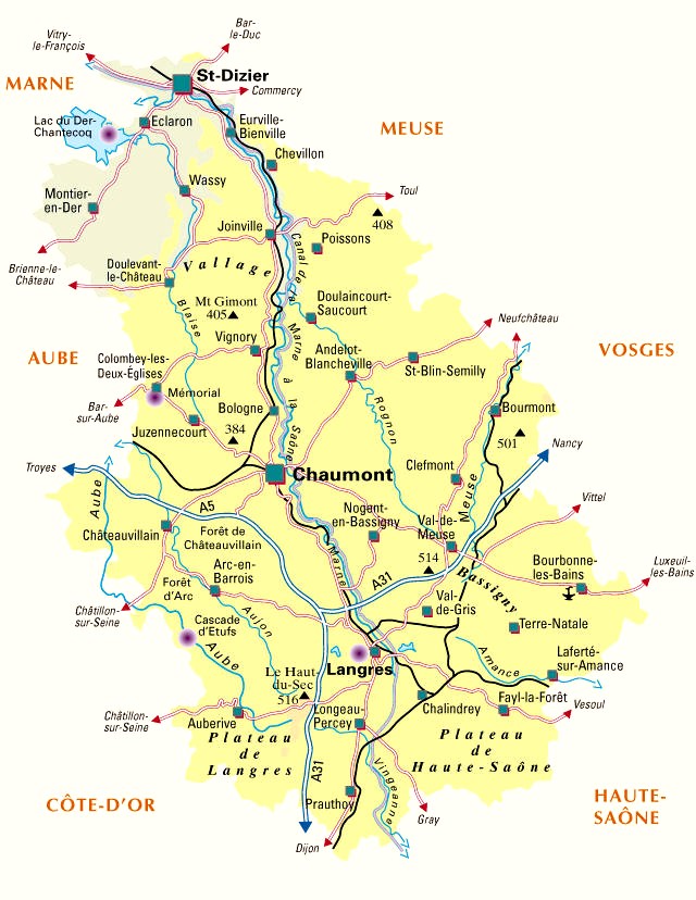 Carte du département Haute-Marne