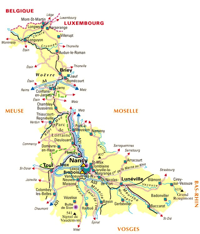 Carte du département Meurthe-et-Moselle