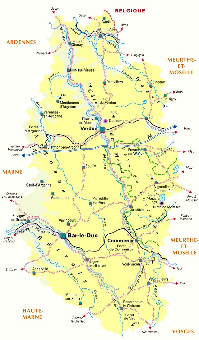 Carte du département Meuse