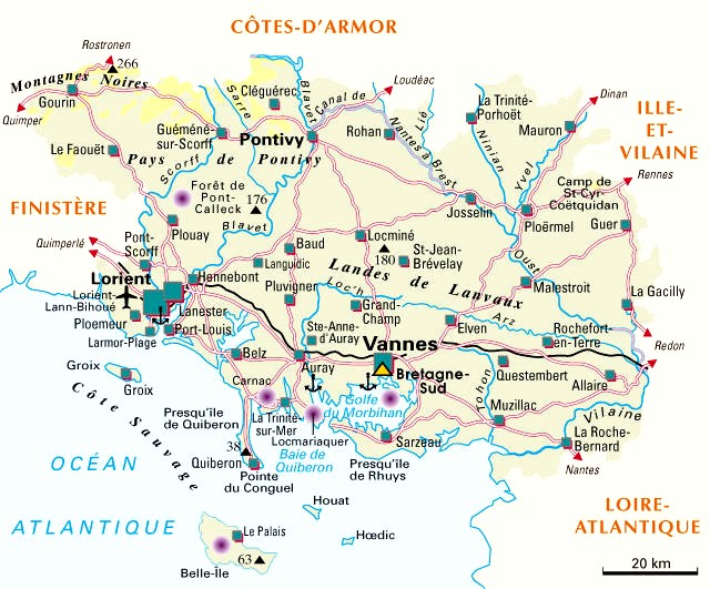 Carte du département Morbihan