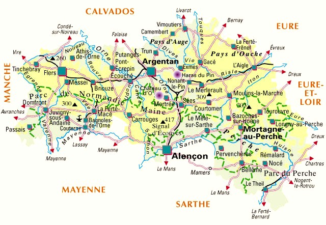Carte du département Orne