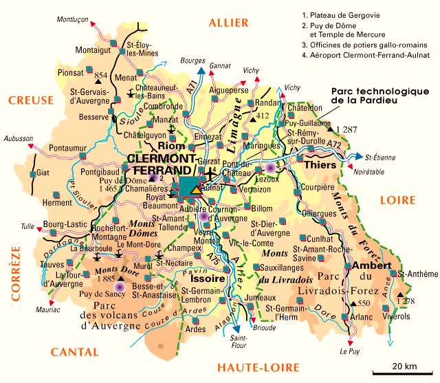 Carte du département Puy-de-Dôme