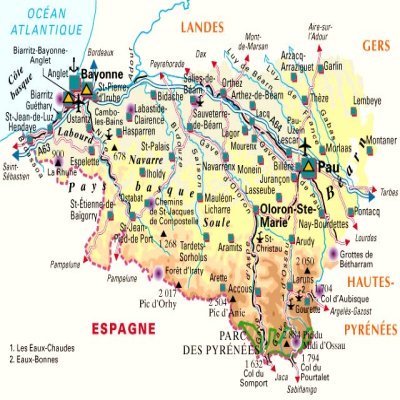 Carte du département Pyrénées-Atlantiques