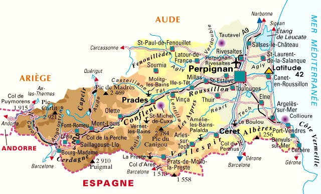Carte du département Pyrénées-Orientales