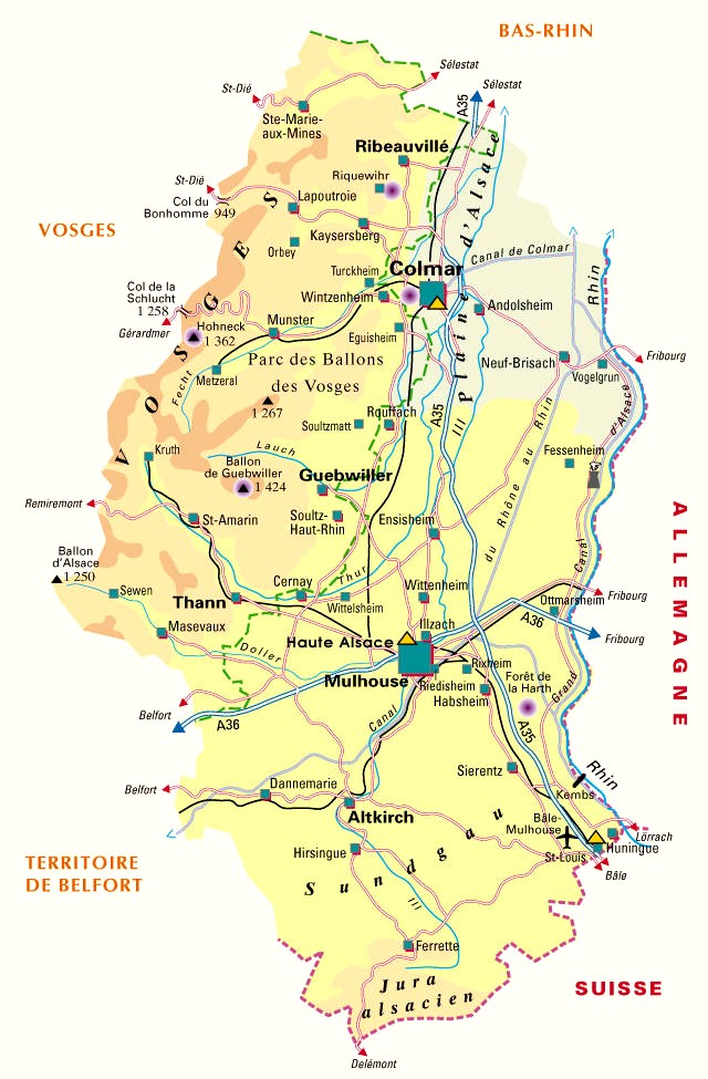 Carte du département Haut-Rhin