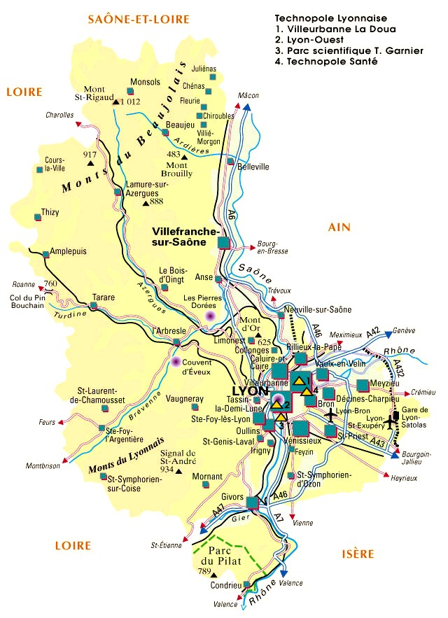 Carte du département Rhône