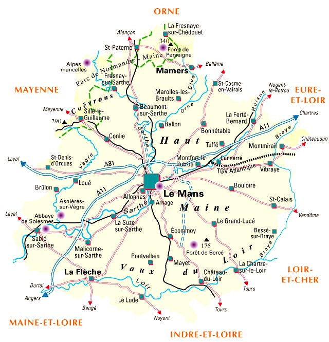 Carte du département Sarthe