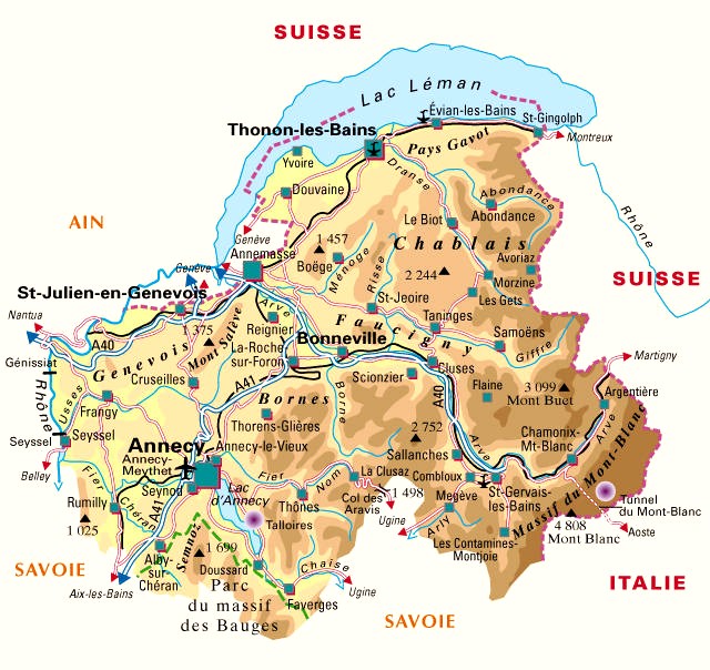 Carte du département Haute-Savoie