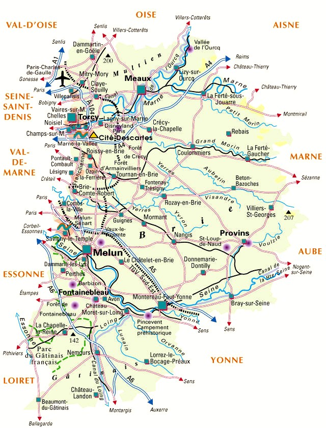 Carte du département Seine-et-Marne