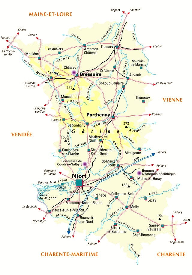 Carte du département Deux-Sèvres