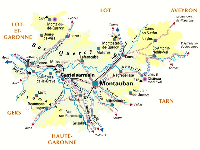 Carte du département Tarn-et-Garonne