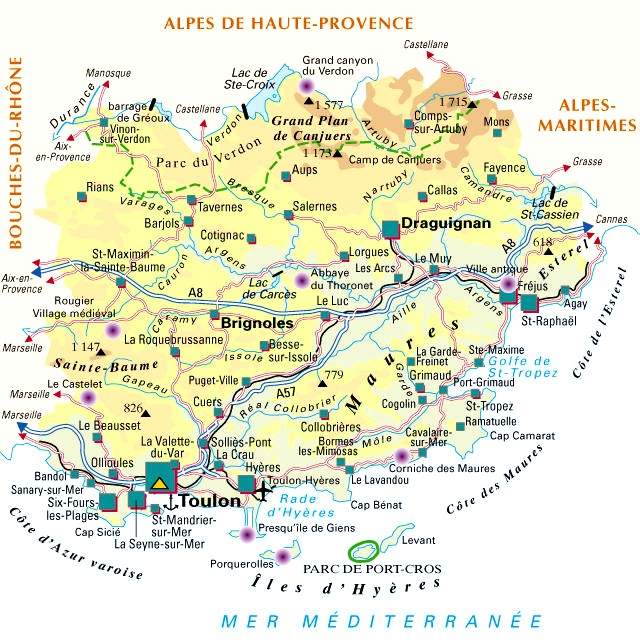 Carte du département Var