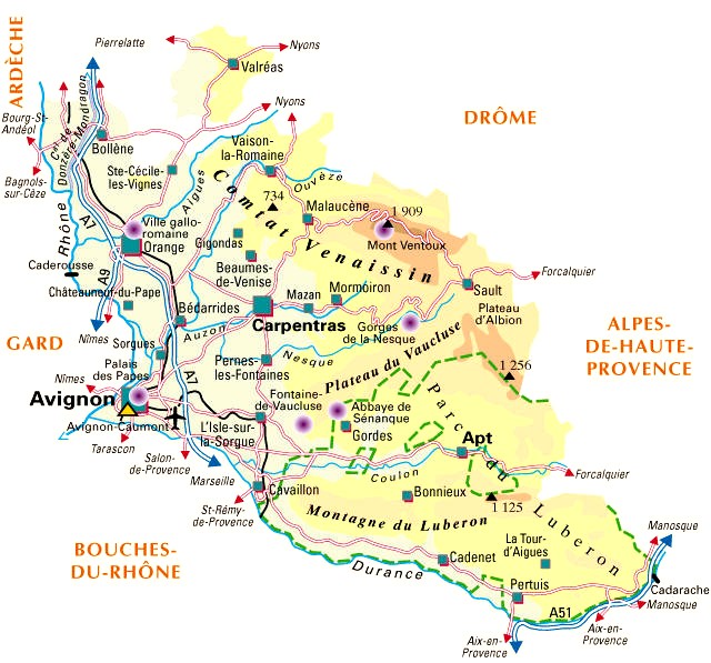 Carte du département Vaucluse
