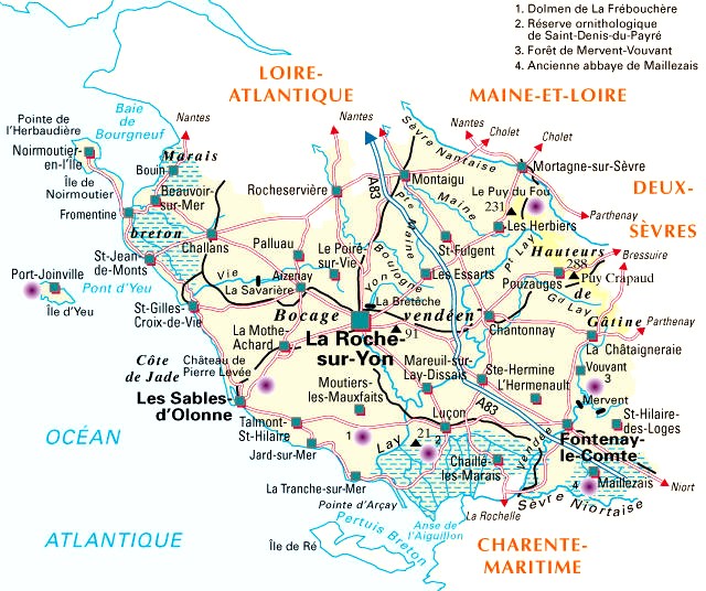 Carte du département Vendée