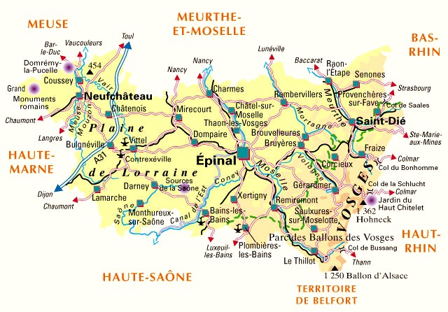Carte du département Vosges