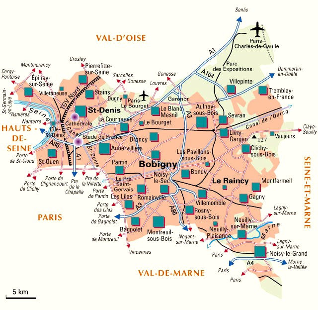 Carte du département Seine-Saint-Denis